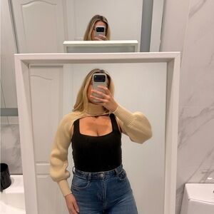 Zara Cream Sweater with Black Top